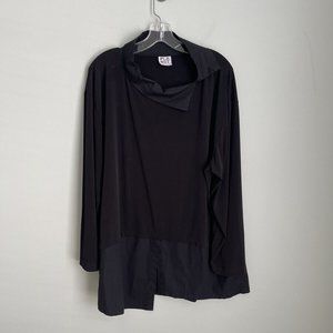 Planet Lauren G 2 Black Long Sleeve Asymmetrical Tunic